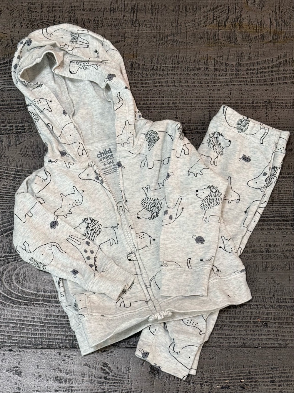 child of mine Light Gray Animal Print Hoodie & Pants Set